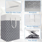 BlissTotes 3-Pack Laundry Basket, Laundry Hamper, Light Grey, 100L - Image 4