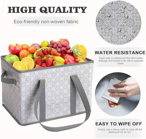 Reusable Grocery Bags 2 Pack, Foldable & Water Resistant Shopping Bags - Image 4