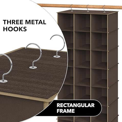 Simple Houseware 24 Section Shelves Hanging Shoes Organizer, Brown - Image 6