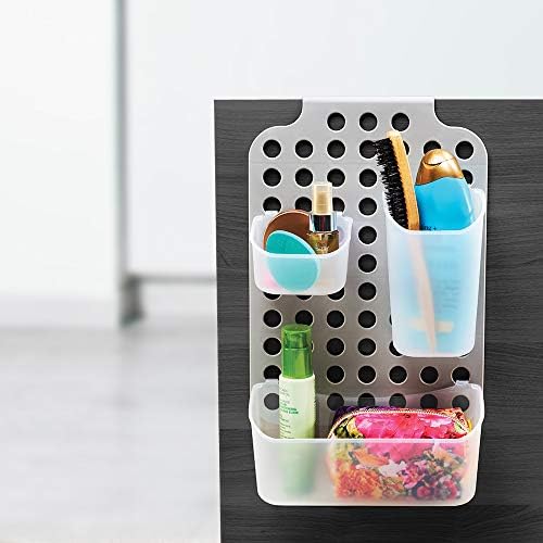 madesmart Adjustable Hanging Storage, Over-Door Organizer with 3 Adjustable Bins for Garbage Bags, Dish Soap, Sponges & Cleaning Supplies, Space-Saving Design, Grey - Image 2