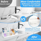 Bathroom Counter Organizer, Large White Silicone Toothbrush Holders for Bathrooms with 3PCS Qtip Holder, Bathroom Organizer Countertop Toothbrush and Toothpaste Holder for Makeup Organizer for Vanity - Image 2