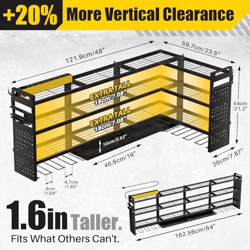 XLarge 64''W Power Tool Organizer Wall Mount, Charging Station, 4-Tier - Image 4