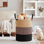 VIPOSCO 100L Tall Woven Rope Laundry Hamper, Leather Handles, Brown & Black - Image 2