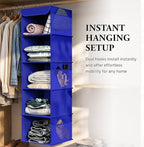 Simple Houseware 5 Shelf Hanging Closet Organizer, Dark Blue | 360° Rotating Dual Hooks, Top Support Metal Frame, 6 Side Mesh Pockets - Image 6