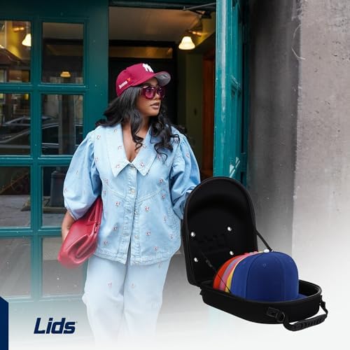 Lids Hat Travel Case – Baseball Cap Carrier for 6 Hats, Durable Denim Exterior with Black Interior, Storage with Handle & Adjustable Shoulder Strap, Hard Hat Organizer for Travel & Closet - Image 6