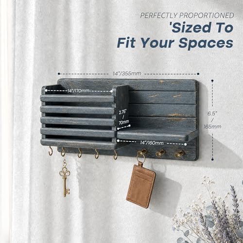 Rebee Vision Key Holder Wall Mount with Mail Slot for Entryway, Royal Blue - Image 2
