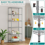 SINGAYE 6 Metal Shelves Wire Shelving Storage Shelf Adjustable Unit Pantry - Image 7