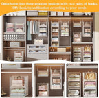 Yuyetuyo ﻿5 Tier Hanging Closet Organizer Separable Hanging Closet Shelves with 4 Hooks 2 Adjustable Dividers, Wire Storage Basket Bins for Clothing Sweaters Socks Dolls Handbags, Foldable - Image 6