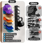 Hat Organizer for Baseball Caps, 2 Pack Hat Rack for Wall Closet Door Hold up to 16 Hats,Hat Holder with Adhesive and 8 Screws, Hat Hanger Cap Holder Hat Hangers for Wall Closet Door Bedroom(A-Black) - Image 3