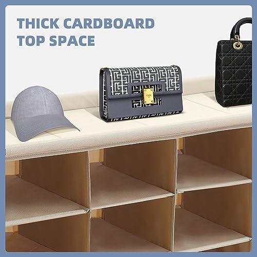 STORAGE MANIAC Stackable Shoe Cubby Organizer, Free Standing Shoe Cube Rack for Entryway, Bedroom, Apartment, Closet, 20-Cube Beige - Image 5