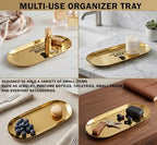 Pawpy Mate Oval Gold Catchall Tray Set of 2, Stainless Steel, 7x3 Inch, Vanity and Decorative Tray, Rust Resistant and Stackable, Modern Polished Finish, for Bathroom Vanity and Entryway Organization - Image 4