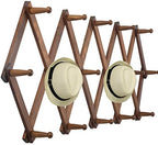 WEBI Accordion Wall Hanger, Wooden Coat Rack Wall Mounted, Hat & Cap Hook Rack, 16 Peg Hooks, Walnut Color by WEBI