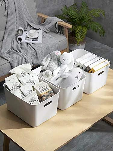 Set Of 8 Plastic Storage Bins,Versatile Kitchen Pantry Organization and Storage,for Plastic Storage Container Under Bed,Under Sink Bathroom Organizer (White, 8 Pack - Image 3