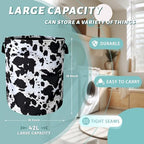 Black White Cows Print Laundry Basket Oxford Cloth Hamper 18.9x16.5Inch - Image 2