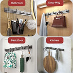 Coat Rack, Heavy Duty Stainless Steel 6 Tri Coat Hook Hanger, Wall Mounted Storage Wall Hooks, Rustic Clothes Hook/Key Hook Rail for Bathroom Kitchen Entryway(6 Hook Grey) - Image 5