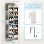 Yecaye 16-24 Pairs Over the Door Shoe Organizer, Large Capacity Hanging Shoe Rack for Door Hanger with Deep Pockets, 8 Tier Shoe Holder for Sneakers Boots Heels College Dorm Essentials, Grey - Image 5