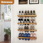 Nisorpa 30 Inch Rustic Burnt Wood Hanging Shoe Rack, Set of 4 - Image 6