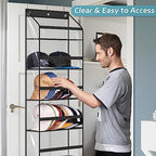 AOODA Clear Over The Door Hat Racks for Baseball Caps, Large Holds up to 72 Caps Hat Storage Organizer for Closet Wall, Deep Pockets Hanging Hat Holder with 3 Hooks, Black - Image 5
