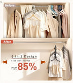 HUITEM Clothes Hangers Space Saving Hangers, 6 Tier Non Slip Shirt Hangers with Foam Padding, Space Saving Coat Hanger Closet Organizers and Storage for Shirts, Sweaters, T-Shirts, Jackets, 3 Pack - Image 2