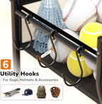 Garage Sports Equipment Organizer with Wheels - Garage Ball Storage with Elastic Rope and 6 Hooks - Home Gym Storage for Basketball Soccer - Outdoor Storage Rack for School Playground (Black) - Image 4