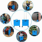 Foldable Utility Cart Folding Portable Rolling Crate Handcart Shopping Trolley Wheel Box with Lid Wear-Resistant Noiseless 360°Rotate Wheel for Travel Shopping Moving Storage Office Use (Sky Blue) - Image 7