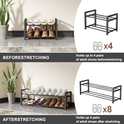 Expandable Shoe Rack, Heavy Duty Metal Shoe Organizer for Closet | 2Tier Heavy Duty Iron Adjustable Shoe Storage,Fits 12+ Pairs,Space-Saving,Non-Slip,Easy Assembly,For Doorway Entryway Bedroom - Image 6