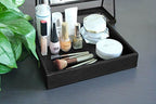 HofferRuffer Faux Leather Vanity Tray, Elegant Desktop Storage Organizer, Decorative Catchall for Perfume, Bathroom Valet, Nightstand or Dresser, Black, 10.2 x 8.4 x 1.8 Inches - Image 5