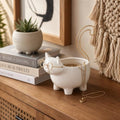Ceramic Kitty Trinket Dish for House Decor Styling - Jewelry Tray for Coffee Table, Bed, Bathroom Vanity, and Home - Decorative Tray for Centerpiece Table and Jewelry Dish - 8", White & Gold by SagebrookHome