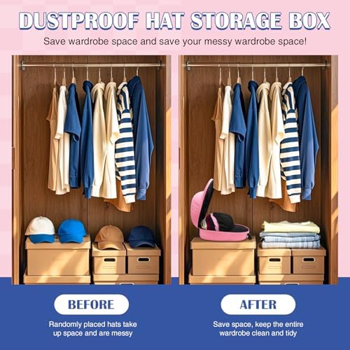 Hat Travel Case for Baseball Caps, Storage with Carrying Handle and Adjustable Shoulder Strap,Hat Organizer Protects up to 6 Hats,Hat Box for Travel and Home Storage(Pink) - Image 4