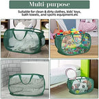Sturdy Mesh Pop Up Laundry Hamper, Collapsible Laundry Baskets with Side Pocket, Foldable Clothes Hamper with Reinforced Carry Handles for Laundry, Bathroom, Kids Room, Dorm or Travel 2 Pack Emerald - Image 6