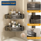 Corner Shower Caddy, No-Drilling Adhesive Shower Shelves with Hooks, Waterproof & Rustproof Removable Shower Organizer for Bathroom Kitchen - Image 4