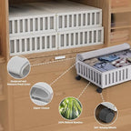 MHXW SXPN 2 Pack Bamboo Under Bed Storage Containers with Wheels, White | Underbed Drawer Storage with Bag, Wood Rolling Underbed Organizer for Shoes, Sheets Clothes Blanket Comforter, Under Crib Toy - Image 3