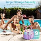 Camping Essentials Shower Caddy Portable for College Dorm Room Essentials for Girls with 9 Pockets,Large-Capacity Shower Caddy Dorm Basket,Quick Dry Shower Bag for Gym,Travel,Swim,Beach-Purple - Image 2