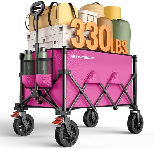 180L Wagons Carts Foldable with Wheels and Brakes for Camping Grocery by Raynesys