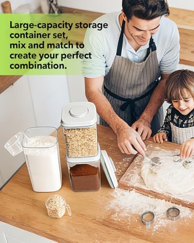 Airtight Food Storage Container with One-Touch Lid, 4.22 QT / 4.0 L Stackable Durable BPA-Free PET for Flour, Sugar, Cereal & Kitchen Pantry Organization. - Image 5