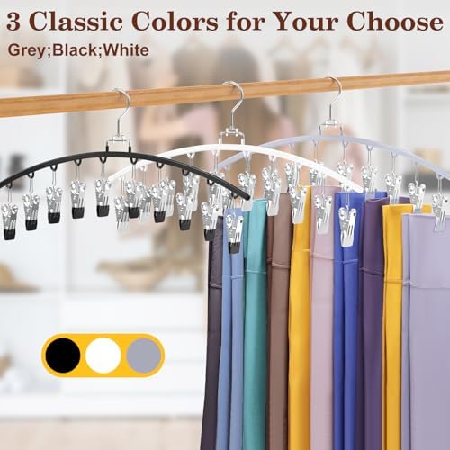 4 Pack Legging Organizer for Closet, Ginyoyo Metal Gym Clothes Organizer w/40 Clips Holds 40 Leggings, Hangers Space Saving, Closet Organizers and Storage, Room Organization Essentials, White - Image 5