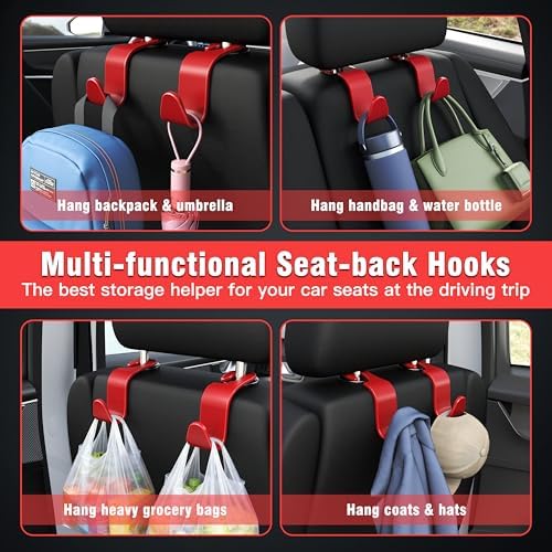 4-Pack Car Headrest Hooks Holds 55lbs Seat Storage Organizer for Bags - Image 5