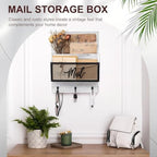 Yalikop Farmhouse Mail Organizer Wall Mounted Rustic Mail Holder Hanging Key Sorter with 3 Hooks Indoor Wooden Wall Mounted, Letter, Magazines, Newspapers, Keys(Classics,White Gray) - Image 5