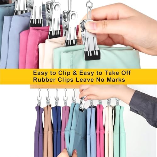 Legging Organizer for Closet, Pants Hangers with Clips | Holds 20 Leggings, Jeans, Hats, Shorts, Socks, 360° Rotating Space Saving Hanging Clothes Organizer and Storage 2Pcs - Image 4