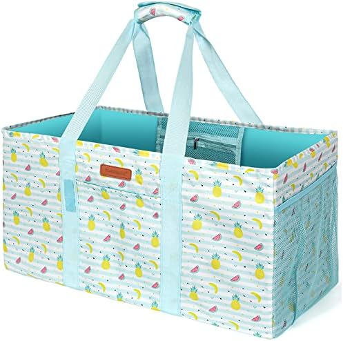 WONDAY Blue Fruit Foldable Utility Tote Bag, Reusable Grocery Bag by WONDAY