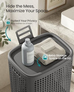SONGMICS Laundry Hamper with Wheels, 75 L Laundry Basket with Lid - Image 4