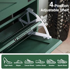 Barnyatoh Farmhouse Shoe Storage Cabinet with 2 Flip Drawers & Barn Door - Image 6