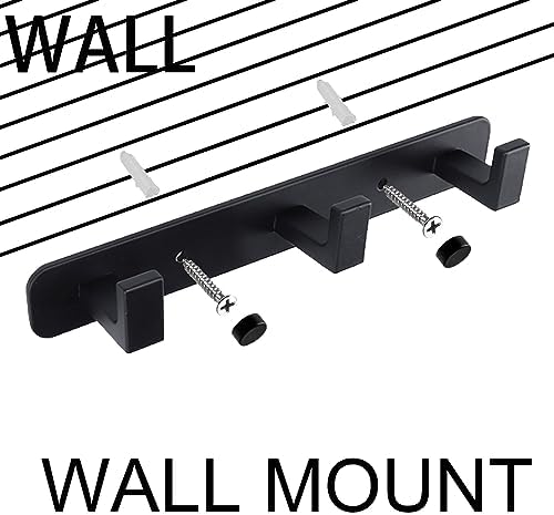 Coat Rack, Heavy Duty Stainless Steel 3 Tri Coat Hook Hanger, Wall Mounted Wall Hooks, Rustic Clothes Hook/Key Hook Rail for Bathroom Kitchen Entryway(2 Pack, 3 Hook Black) - Image 6