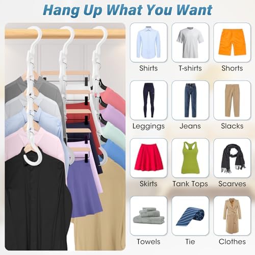 24 Pack Hangers Space Saving Magic Plastic Hanger Organizer White | Shirt Space Saving Hangers, Multi Clothes Hangers Space Saver for Closet Organizers Storage College Dorm Room Essentials - Image 6