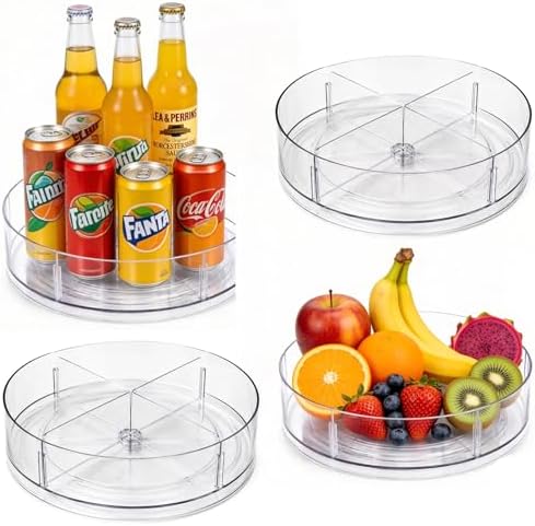 4 Pack Lazy Susan Organizer, 10.5 Inch Turntable Organizer with Non-Skid Base, Lazy Susan Organizer for Cabinet, Kitchen Countertop, Pantry, Refrigerator and Bathroom Storage (4 Pack, 11.5) by Unknown