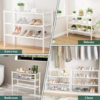 Smiry Bamboo Shoe Rack, 16 Vertical Slats, 4 Tier - 33.7" Wide, White - Image 4