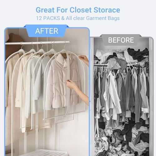 All Clear Garment Bags for Hanging Clothes, 40" (Set of 6) Suit Bags for Closet Storage, Plastic Dustproof Suit Cover Bags, Clothes Protectors Bag with zipper for Coats, Jackets, Shirts - Image 6
