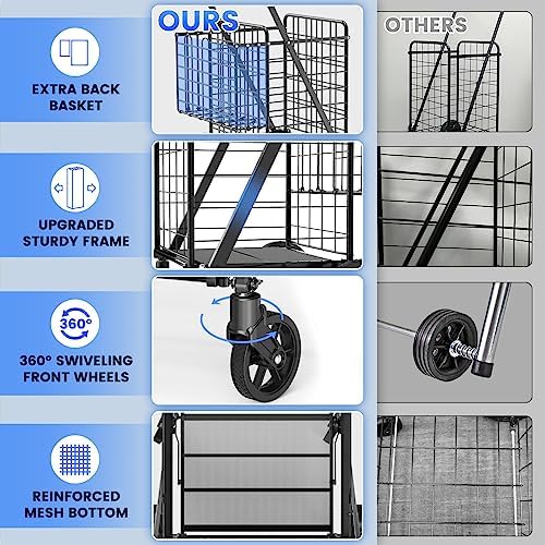 450lbs Capacity Shopping Cart,Upgrade Huge Grocery Cart on Wheels - Image 3