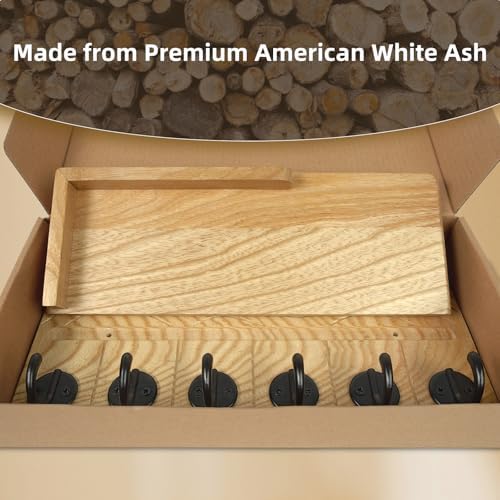 Key Holder Wall Decor, 11.8" Solid Ash Wood Entryway Organizer - Image 2