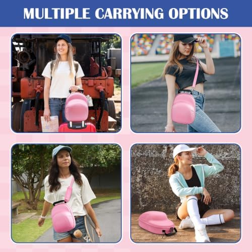 Hat Travel Case for Baseball Caps, Storage with Carrying Handle and Adjustable Shoulder Strap,Hat Organizer Protects up to 6 Hats,Hat Box for Travel and Home Storage(Pink) - Image 6
